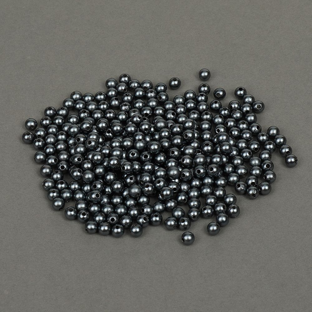 Бусины пластик (перламутр) ⌀6 мм, цв.029 серый, уп.500г (4838 шт), Magic4Hobby