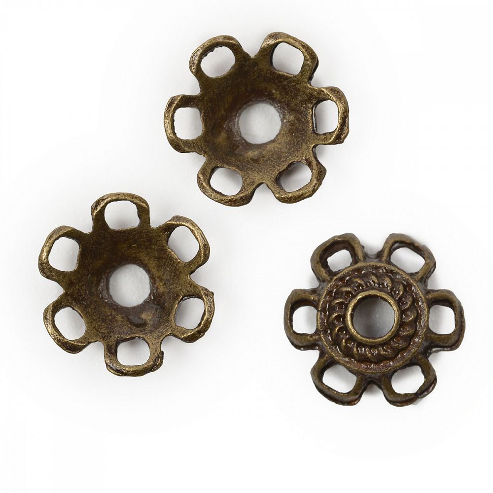 Шапочки для бусин цв. бронза 10мм, уп.50 шт