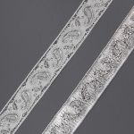 Лента (тесьма) жаккардовая 22.0 мм / 10±0.5 метров, Пейсли, 22807 белый/серебро