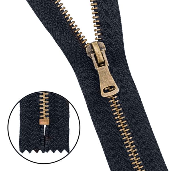 Молния металл Т5 (5 мм) 1 зам., н/раз., 18 см, антик, 233 т.синий, 10 шт