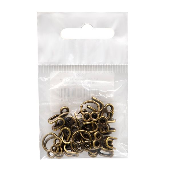 Крючки пришивные декоративные 12х22 мм, OB, бронза, 12 шт