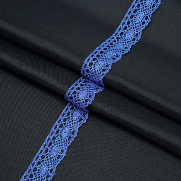 Кружево вязаное (тесьма) хлопковое 20 мм / 10 метров, цвет JD054 синий, (CL-071)