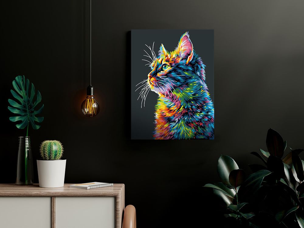 Картина по номерам Фрея PNB/PMB-294, Портрет котика, (эффект черного холста) 40х30 см