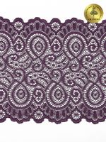 Кружево бельевое эластичное 180 мм / 25 м, 263, цв.076 сливовое вино, Kruzhevo