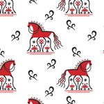 Ткань для пэчворка Peppy Мезенские узоры, отрез 50х50 см, 135 г/м², МУ-10 белый, Peppy