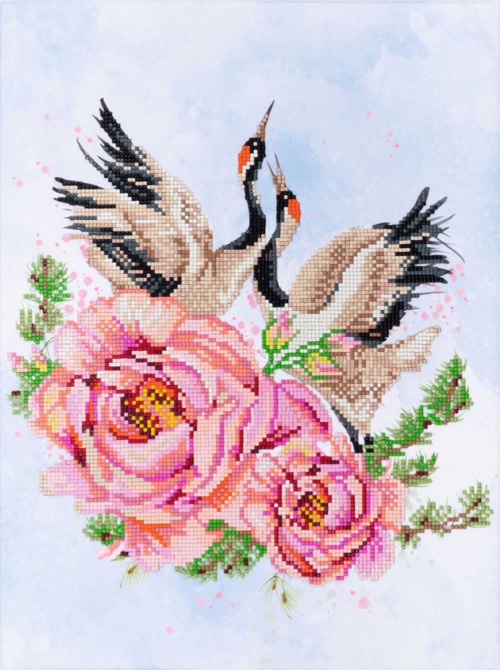 Алмазная (кристальная) мозаика Фрея, на подрамнике Пара журавлей, 30х40 см