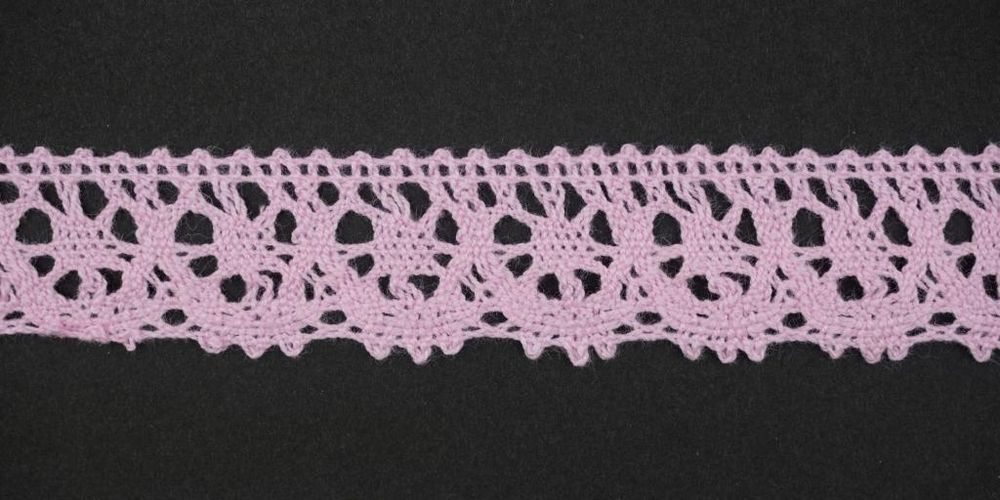 Кружево вязаное (тесьма) 21 мм, цв.св.розовый, Alfa, 25 метров, AF-376-020