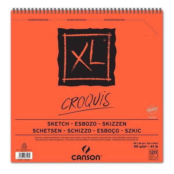 Альбом для графики XL Croquis 90 г/м², A4+ 30х30 см, на спирали 120 л, Canson С200787117
