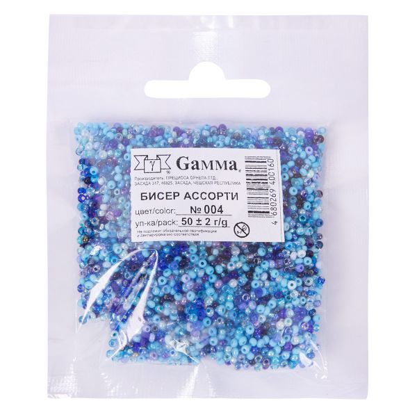 Бисер Чехия ассорти 50 г, №004 синий микс, Preciosa