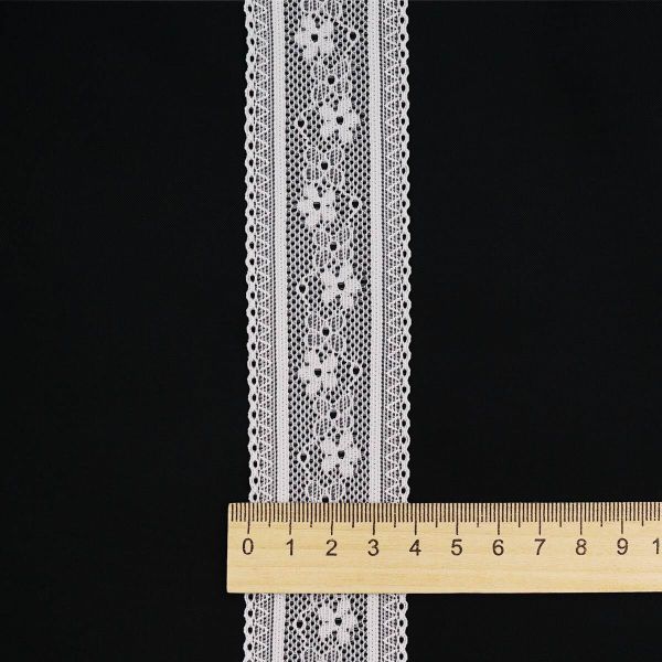 Кружево эластичное (стрейч) 40 мм / 13.72 метра, белый, 3AR3785