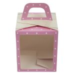 Коробка под кулич с окном 15х15х18 см, №1 Пасха розовая, S-Chief CBC-010