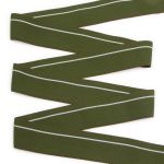 Резинка для мужских трусов и боксеров 35.0 мм / 25 метров, тканая мягкая, 24 г/м, хаки/белый полоса