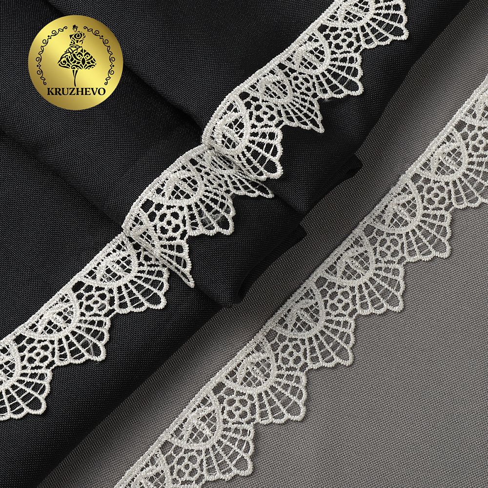 Кружево гипюр (плетёное) 30 мм / 13.71 метров, TBY.4GB2502, цв.F102 молочный