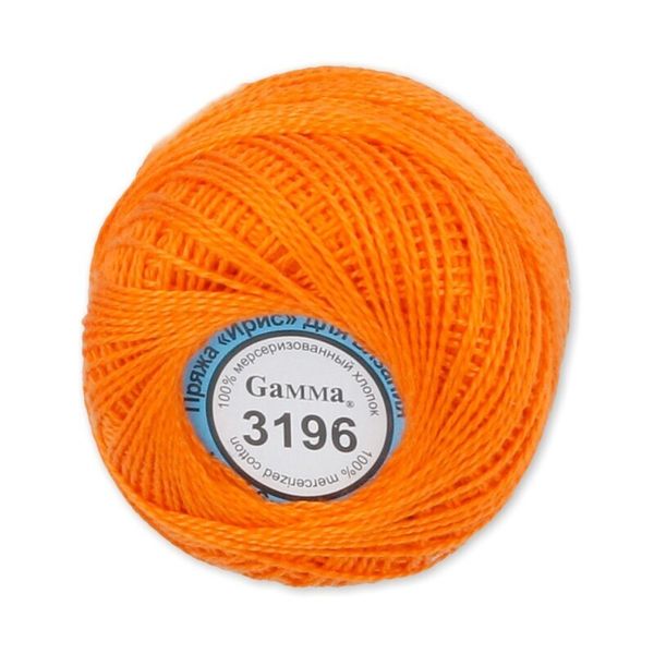 Пряжа нитки Ирис / уп.10 мот. по 10г, 82м, 3196 яр.оранжевый, Gamma