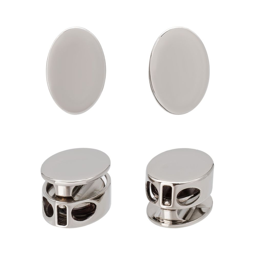 Фиксатор (зажим) для шнура металл 2 отв., ⌀3.5 мм (14х20 мм), овальный, никель, ГД15443, 10 шт