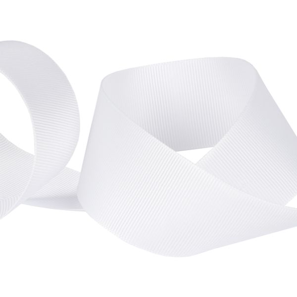 Лента репсовая (в рубчик) 38.0 мм / 45.5 метра, 001 белый, Gamma GR-38