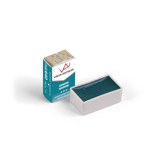 Краска акварель художественная, кювета 2.5 мл, 640 аквамарин, Vista-Artista VAW