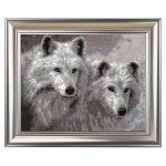 Набор для вышивания нитками Hobby&Pro, Белые волки, 29х23 см
