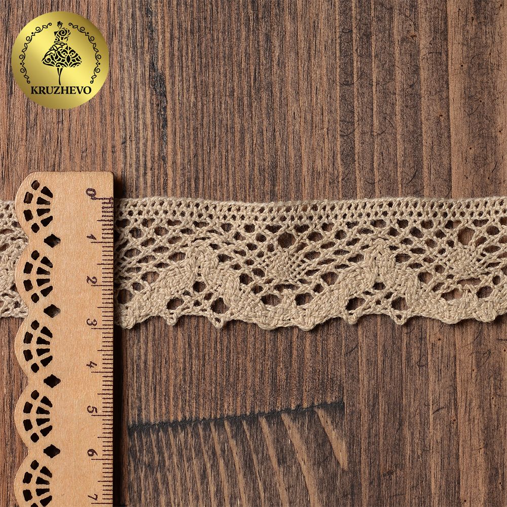 Кружево вязаное (тесьма) 30 мм / 10 метров, диз. 298, цв.35 кремовый, Kruzhevo