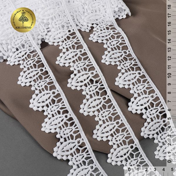 Кружево гипюр (плетёное) 40 мм, матовая нить, цв.01 белый уп.13,71м, Kruzhevo