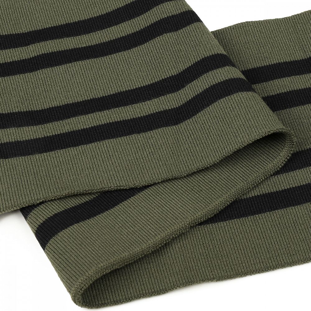 Подвяз (довяз) трикотажный 14.0х100 см, олива с черными полосами, двухслойный, 100% п/э, 5 штук