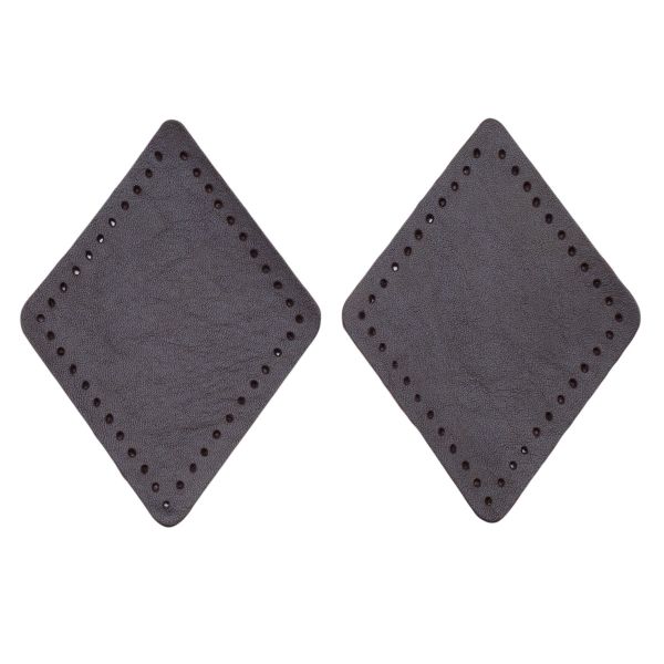 Заплатки пришивные из кожи, ромб 6х8,4см с перфорацией, 2 шт, 100% кожа, 03 темно-коричневый, 9115