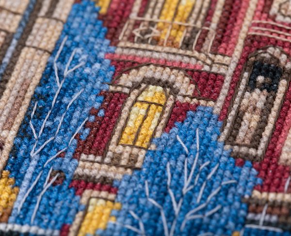 Набор для вышивания нитками Panna, Золотая серия. Зимняя мостовая, 40х30 см