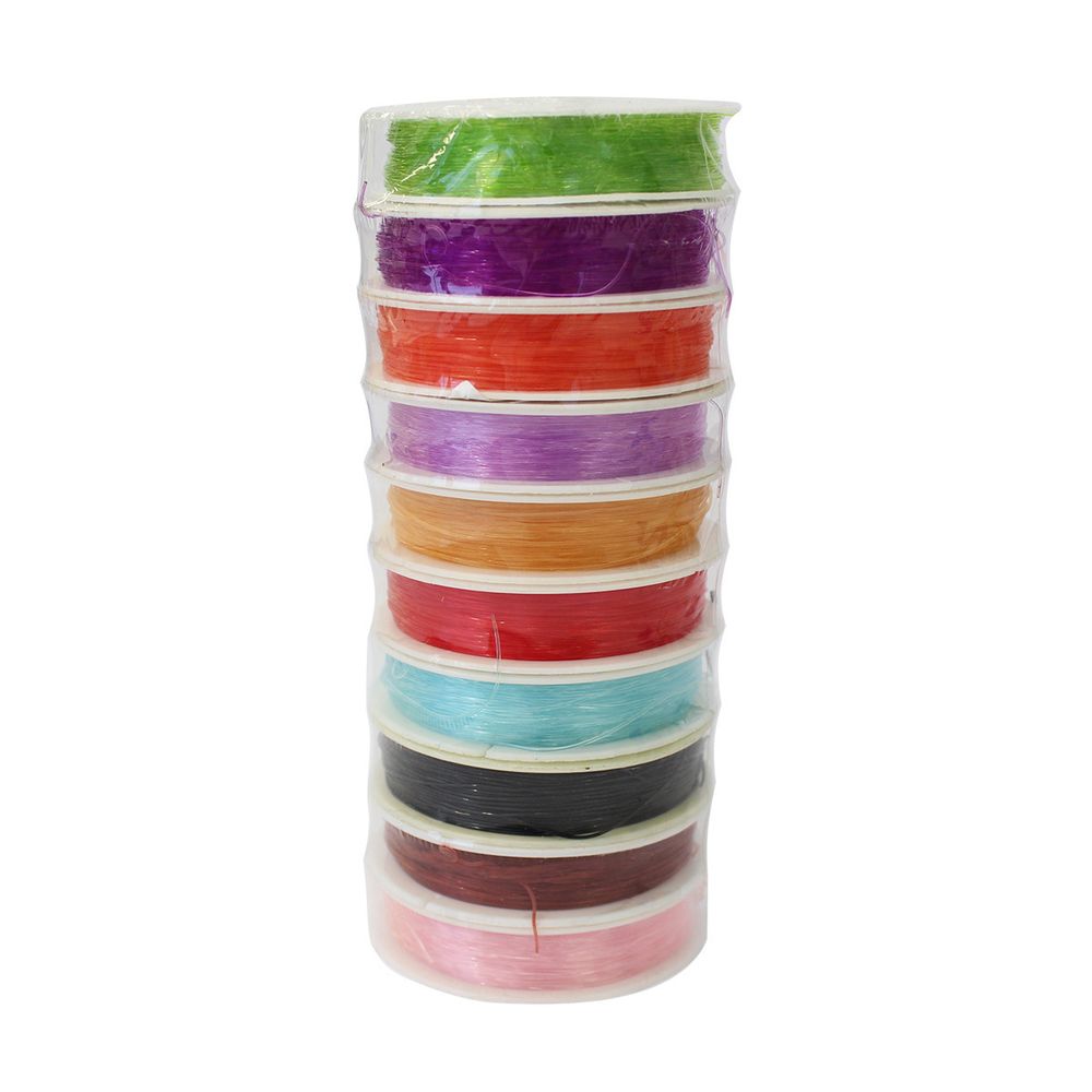Нитки силиконовые для бисера, 0,6 мм, 25 м, ассорти, 10 катушек
