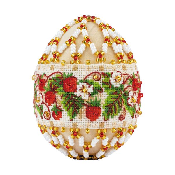 Набор для бисероплетения Риолис В219, Яйцо пасхальное Земляника 6,5х5см