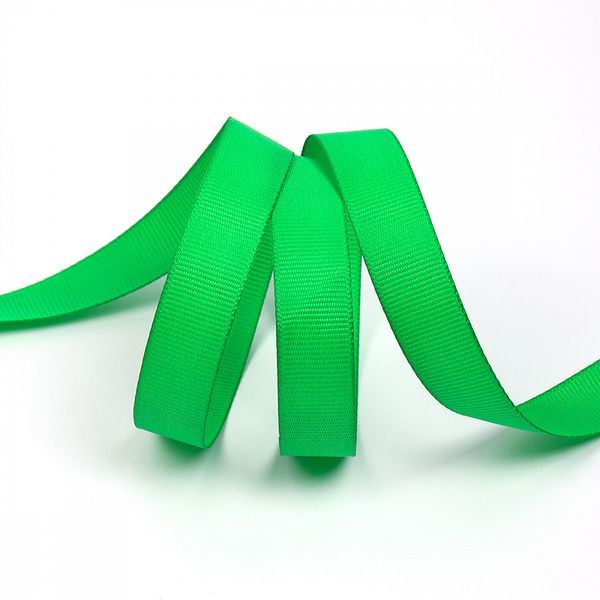 Лента репсовая (в рубчик) 15.0 мм, 579 яр.зеленый, уп. 27,4м