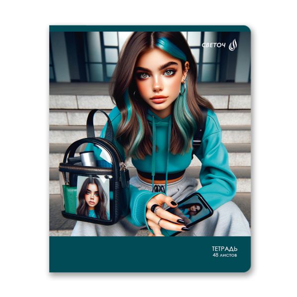 Тетрадь ученическая общая, A5 48 л. на скобе 65 г/м², белизна 100% 10 шт линия, 01535 Загадочный взгляд, Светоч Т206