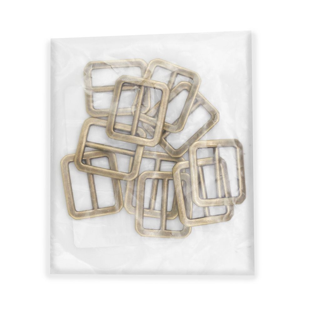 Пряжка регулировочная металл 18 мм, латунь ГР, 6909, 10 шт, BIG