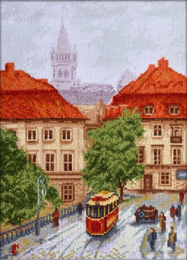 Набор для вышивания нитками Палитра, Старый трамвай 20х27 см