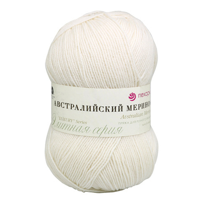 Пряжа Пехорка Австралийский меринос / уп.5 мот. по 100 г, 400 м, 01 белый