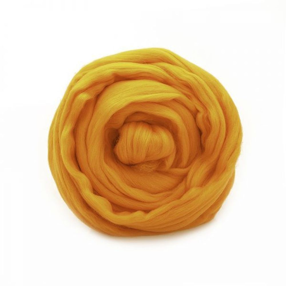 Шерсть для валяния ТРО Гребенная лента (тонкая мериносовая шерсть) 100г цв.0284 оранжевый