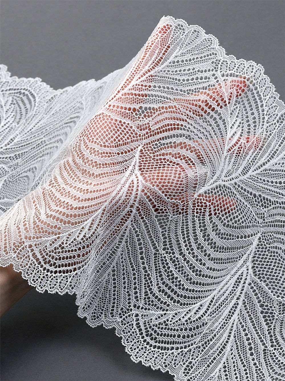 Кружево бельевое эластичное 215 мм / 2.7 м, 3517, цв.004 белый, Kruzhevo