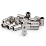 Наконечник для шнура металл цилиндр со стразами ⌀3,5/7 мм, 15,5х8,5 мм (никель), 20 шт