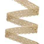 Кружево вязаное (тесьма) хлопковое 25 мм / 25 метров, одностор. (02 бежевый)