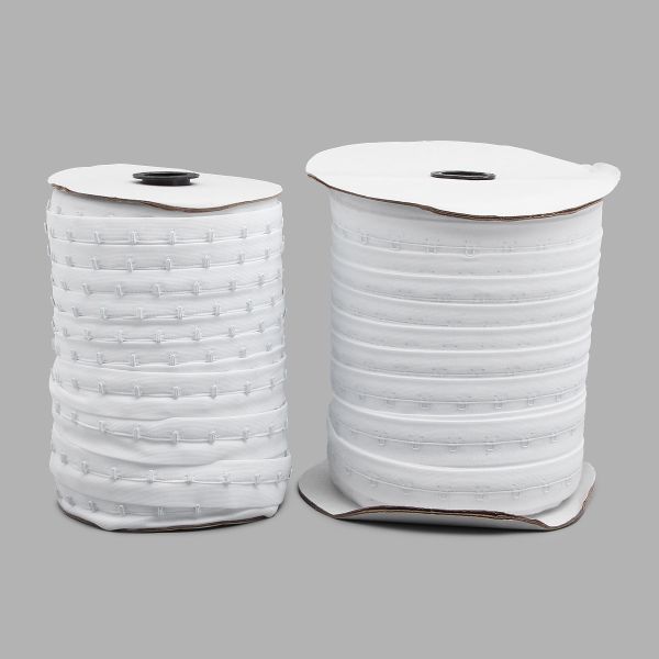 Застежки для бюстгальтера текстильные на ленте (1 ряд) 25 мм / 45.7 метра, шаг 15 мм, 43 г/м, белый, 7221-6121