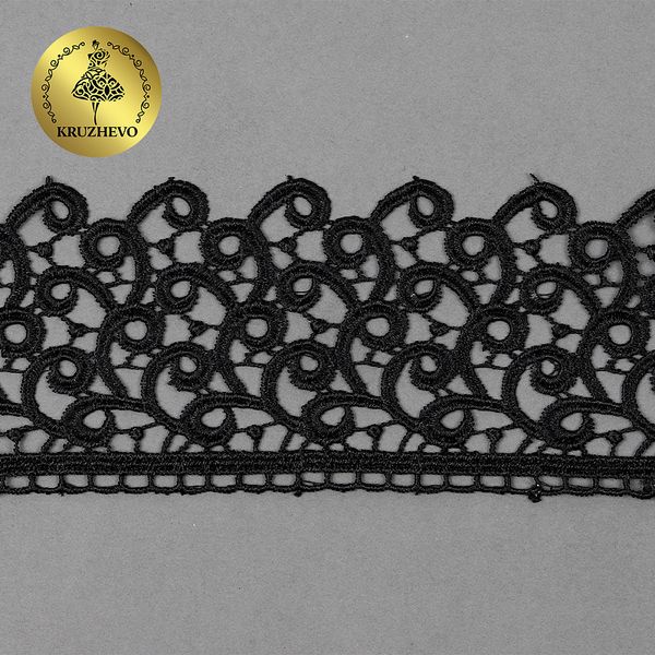 Кружево гипюр (плетёное) 80 мм, TR.8G8386, 04 черный, 12м, Kruzhevo