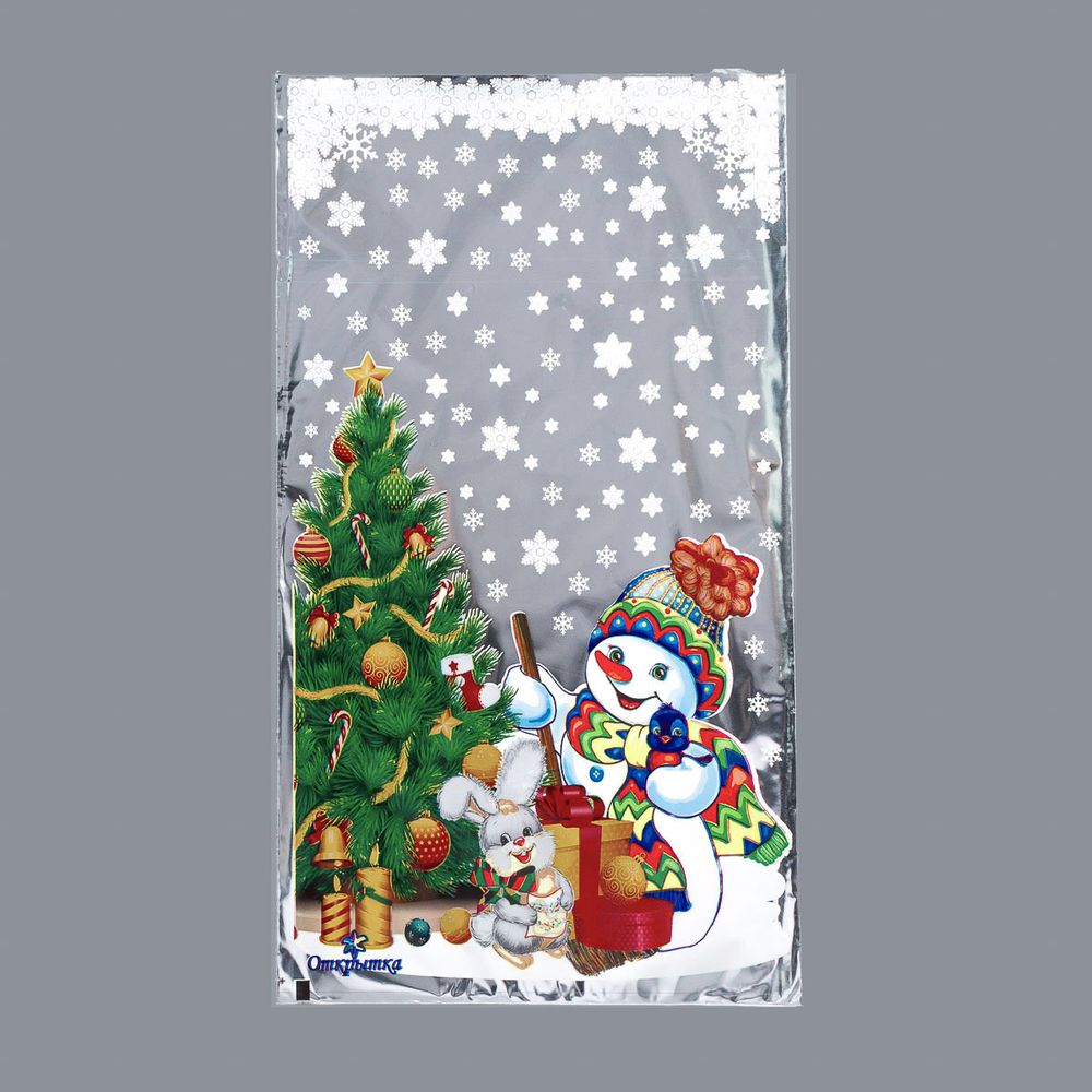 Пакет подарочный "Открытка" 20х35см, цветной металлизированный рисунок, 2620742, 100 шт