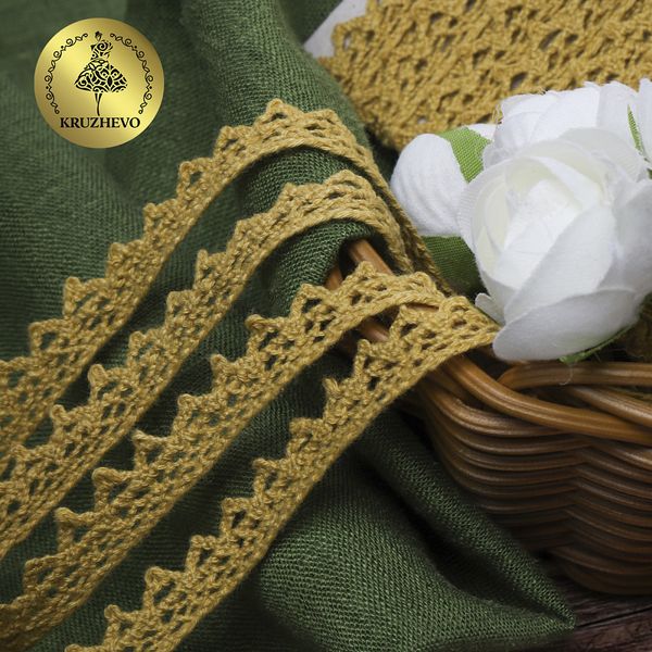 Кружево вязаное (тесьма) 10 мм / 10 метров, 5036.34 цв.34 т.желтый, 10 м, Kruzhevo