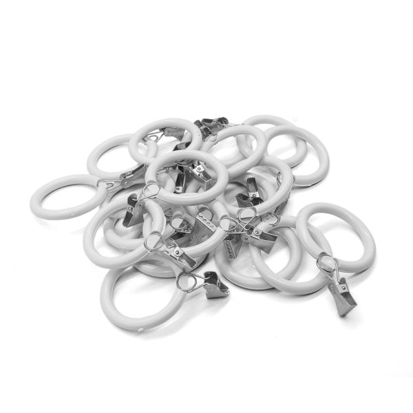 Кольца шторные круглые ⌀38 мм, с металлическим зажимом, белое ДС, 20 шт