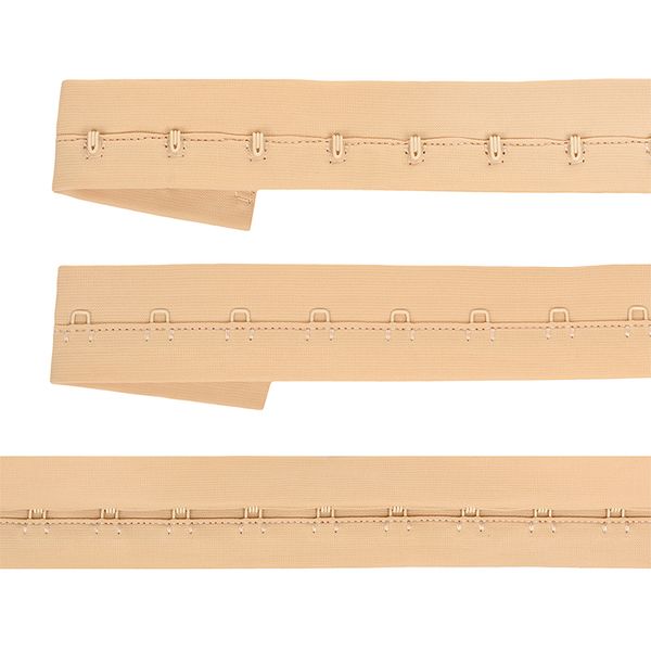 Застежки для бюстгальтера текстильные на ленте (1 ряд) 28 мм / 5 метров, шаг 15 мм, TBY-82657 цв.бежевый