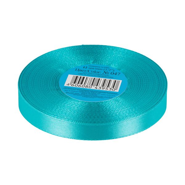 Лента атласная 1-сторонняя 12.0 мм / 33±2 метра, 047 лазурный, Gamma
