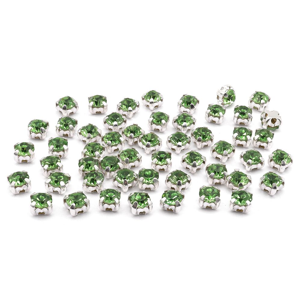 Хрустальные стразы в цапах/серебро, 4мм, 50 шт/упак, Astra&Craft (06 св.зеленый), 4AR159/166