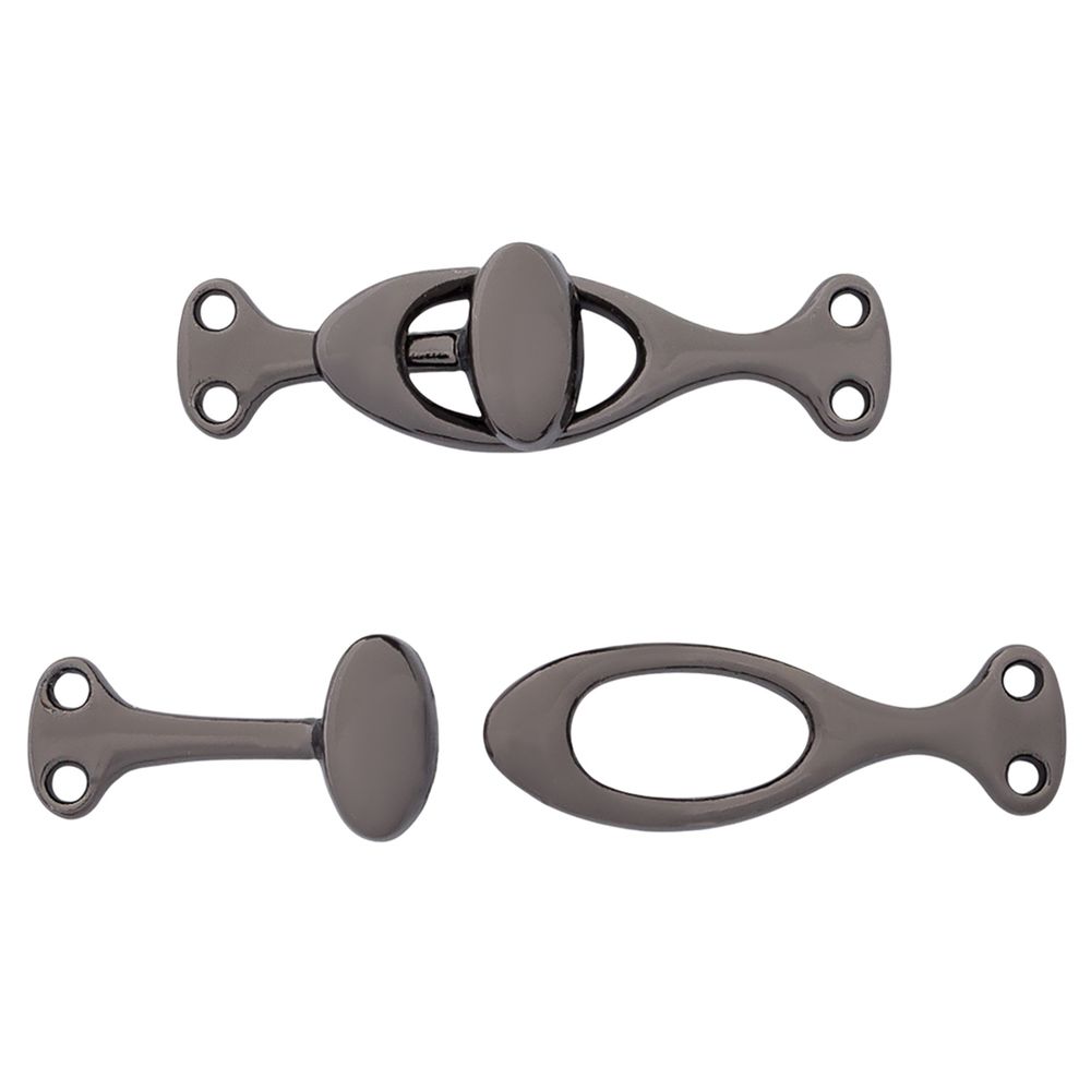 Крючки пришивные декоративные 36х10 мм, олово (чер.никель)), 6 шт