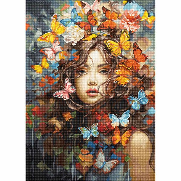 Набор для вышивания нитками Luca-S, Бабочки Магия, 29х40 см