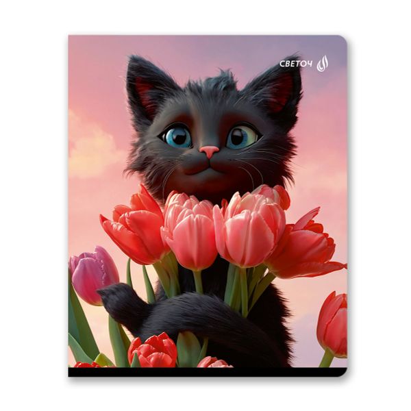 Тетрадь ученическая общая, выборочный лак, A5+ 96 л. на скобе 65 г/м², белизна 100 %, 5 шт, клетка, 01126 Микс-На закате, Светоч Т80