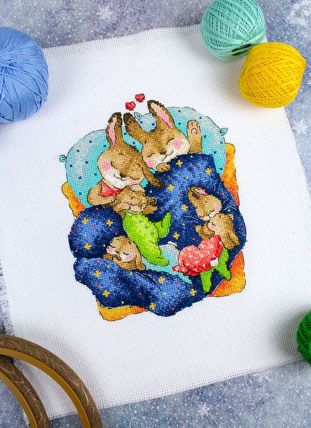 Набор для вышивания нитками МП Студия М-769, Зайкины сны, 18х15 см